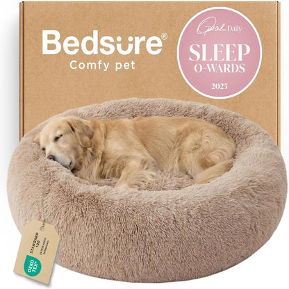 Lesure Soft Donut Bed - Cozy Fluffy Calming Bed for Small/Medium/Large Dogs & Cats, Soft Plush round Pet Bed for Comfort, Washable, Anti-Slip Bottom, Camas Para Perros, Pet Supplies Bedding